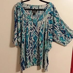 Added Dimension, blouse, v-neck  3x blue